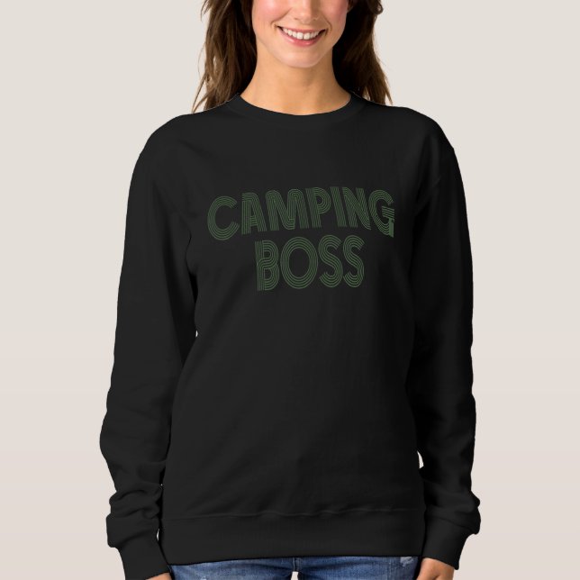 Camping Boss Camp Camper Outdoor Men Women Dad Mom T Shirt (Framsida)