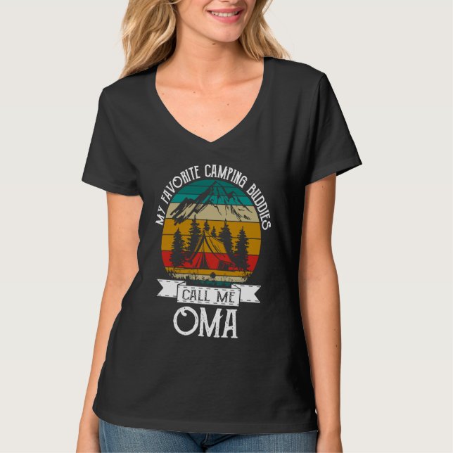 Camping Buddies Call Me Camping Oma Camper T Shirt (Framsida)
