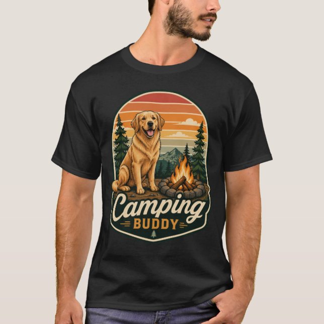 Camping Buddy Hund T-Shirt (Framsida)