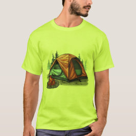 Camping by tält in grönt nature t shirt