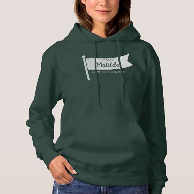 Camping Camp Bachelorette Mountain Grönt Flagga T Shirt (Framsida)