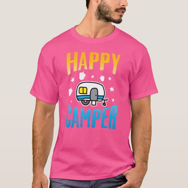 Camping Camp Glada Campern Utelivsläger Roligt T Shirt (Framsida)