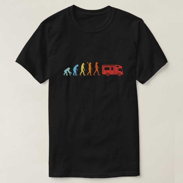 Camping Camper Evolution Motorhome Campervan Retro T Shirt (Design framsida)