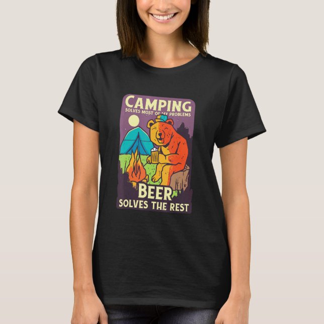 Camping Camper Lycklig Life T Shirt (Framsida)