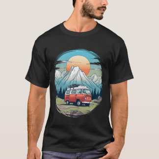 Camping camper mountains nature sunrise gift gift t shirt