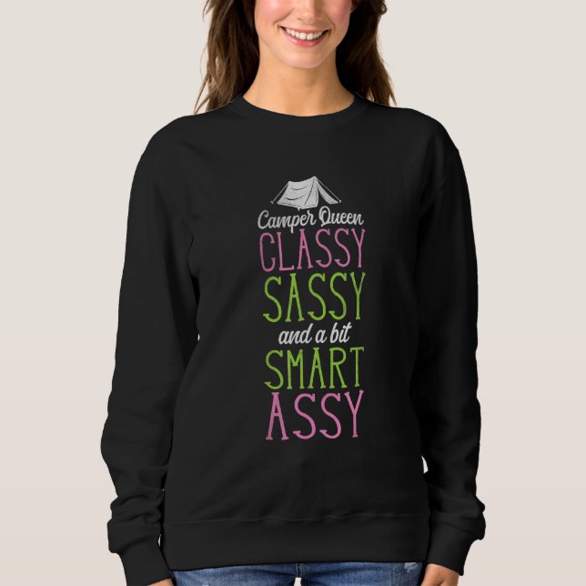 Camping Camper Queen Classy Sassy Smart Assy Tält T Shirt (Framsida)