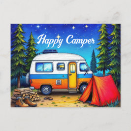 Camping Campervan Watercolor Nature Helg Vykort