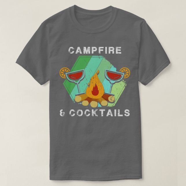 Camping Campfire and Cocktails T Shirt (Design framsida)