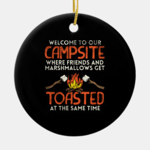 Camping Campfire and Marshmallow Julgransprydnad Keramik