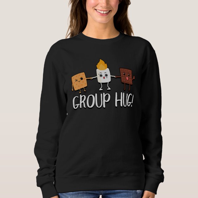 Camping Campfire Choklad Marshmallows En Grupp Hu T Shirt (Framsida)
