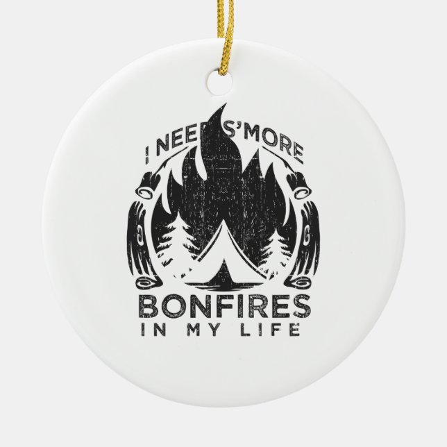 Camping Campfire Gift Julgransprydnad Keramik (Framsidan)