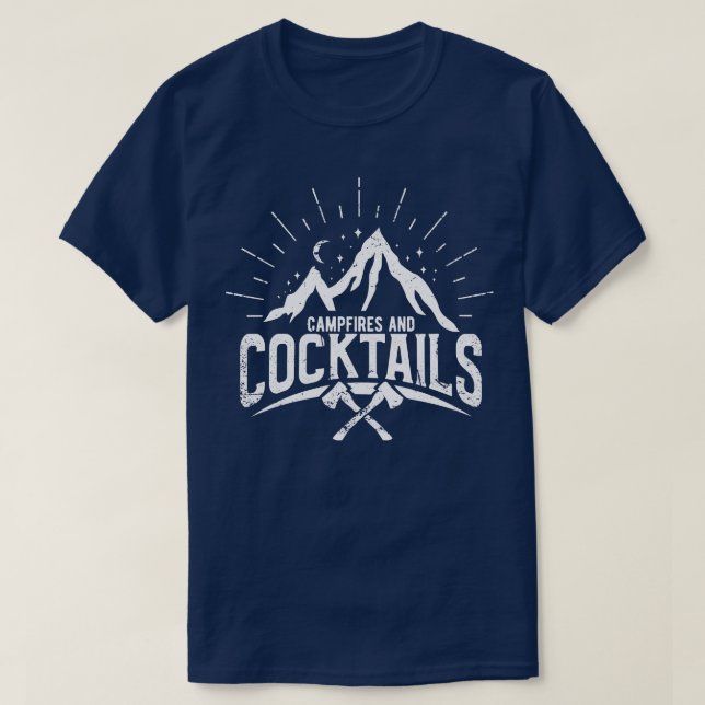 Camping Campfire och Cocktails 4 T Shirt (Design framsida)