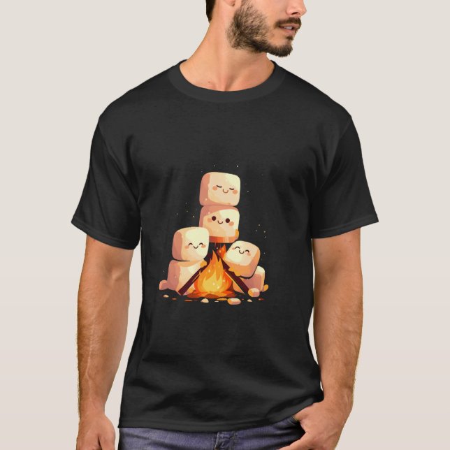 Camping Campfire Smores Marshmallow 1 T Shirt (Framsida)