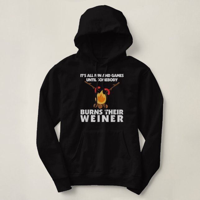 Camping Camping Burn Your Weiner Campfire T Shirt (Design framsida)