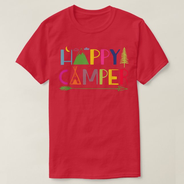 Camping Camping Camper Lycklig, sommarläger T Shirt (Design framsida)