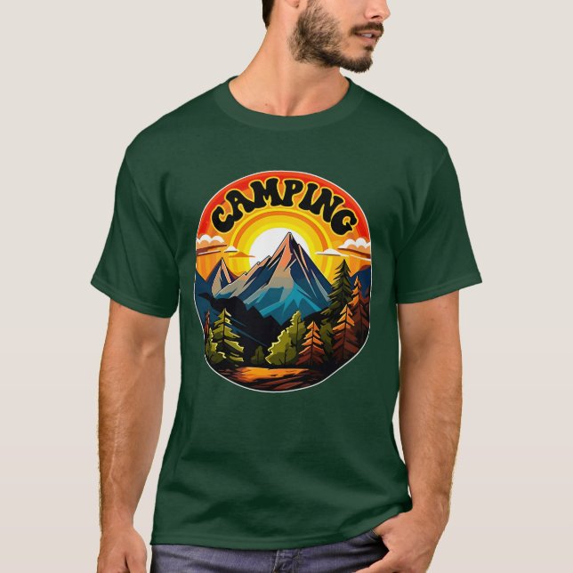 Camping Camping Design Camp Camping Design Vin ret T Shirt (Framsida)
