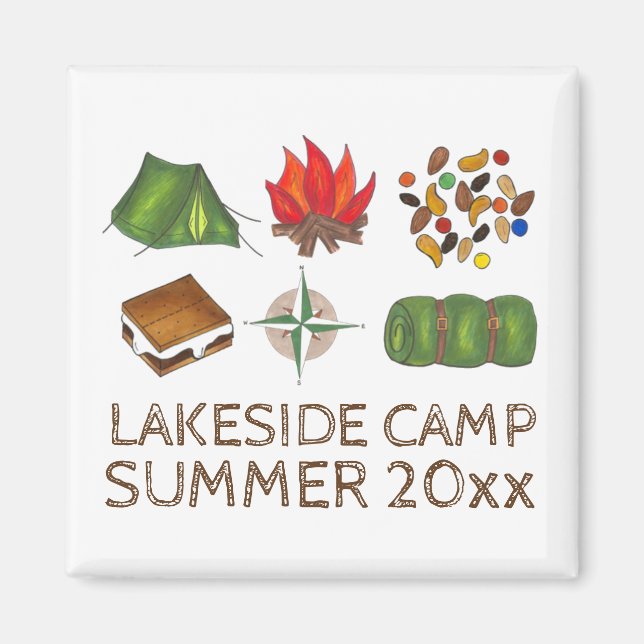 Camping Camping Tält Compass Campfire Spieping Bag Magnet (Framsidan)
