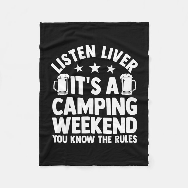 Camping campingen lägerliv skog campare  fleecefilt (Framsidan)