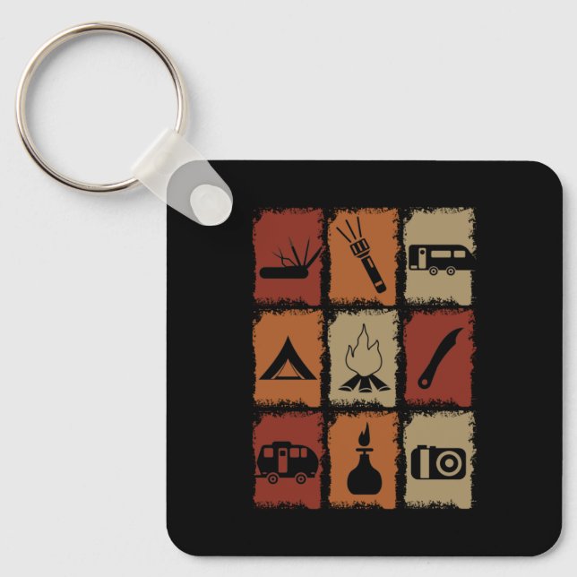 Camping - Campingprylar Retro Nyckelring (Framsida)