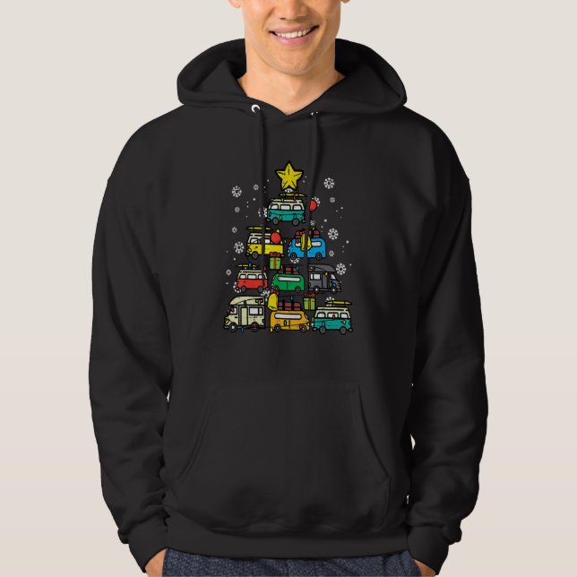 Camping Car Christmas Tree Xmas Men Women Dad Hoodie (Framsida)