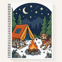 Camping Cat & Dog | Mysig lägereld under stjärnhim
