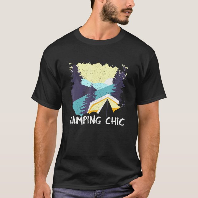 Camping Chic Summer Camping Tropical Camper par T Shirt (Framsida)