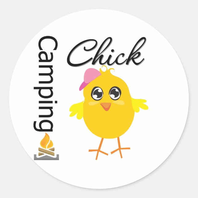 Camping Chick Runt Klistermärke (Framsida)