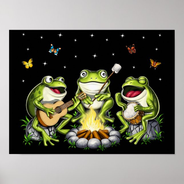 Camping Cottagecore Frogs Poster (Framsidan)