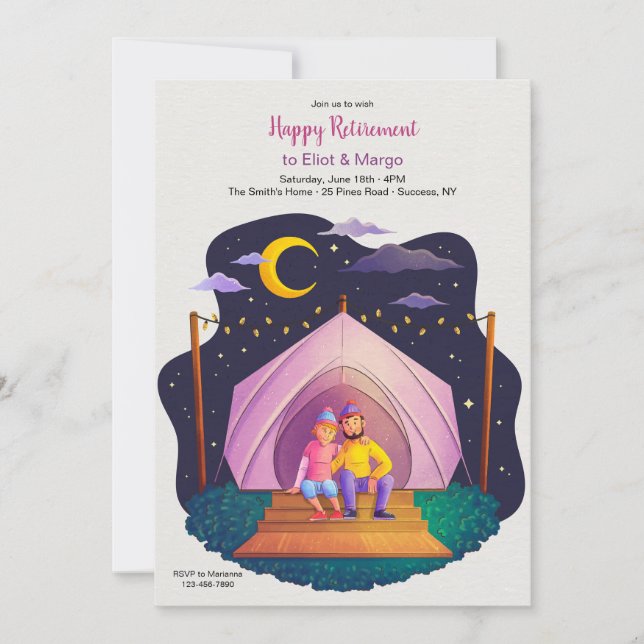 Camping Couple Inbjudningar (Framsida)