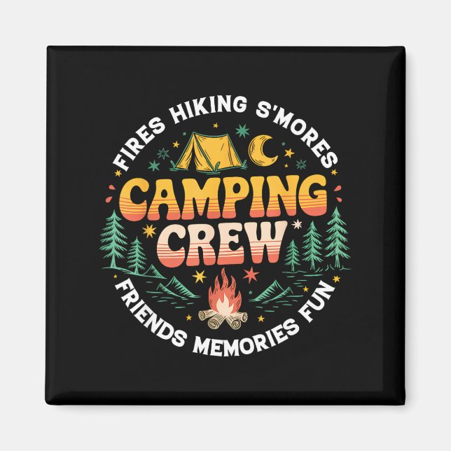Camping Crew Familj Matchande Grupp Vänner Män Kvi Magnet (Framsidan)