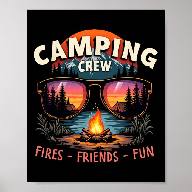 Camping Crew Fires Friends Fun Vacation Summer  Poster (Framsidan)