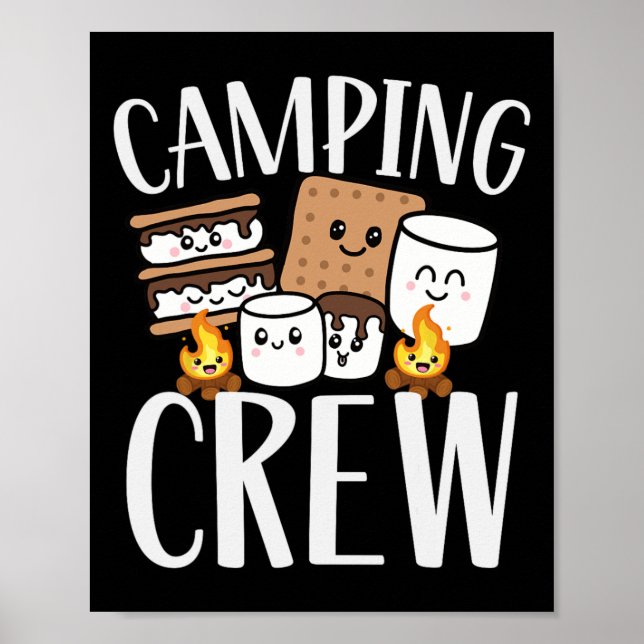 Camping Crew Smore Campfire Group Squad Team Kids  Poster (Framsidan)