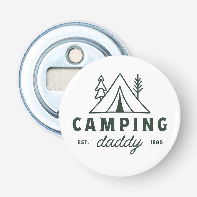 Camping daddy dad camper father green flasköppnare (Framsidan)