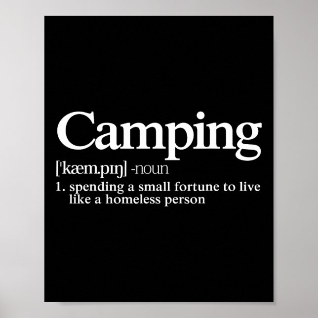 Camping Definition - Funny Camper Saying  Poster (Framsidan)