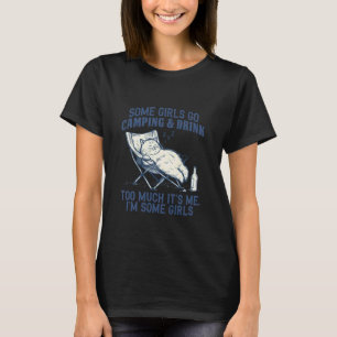 Camping Dricker Katt Lat Sommarsemester Avslappnad T Shirt