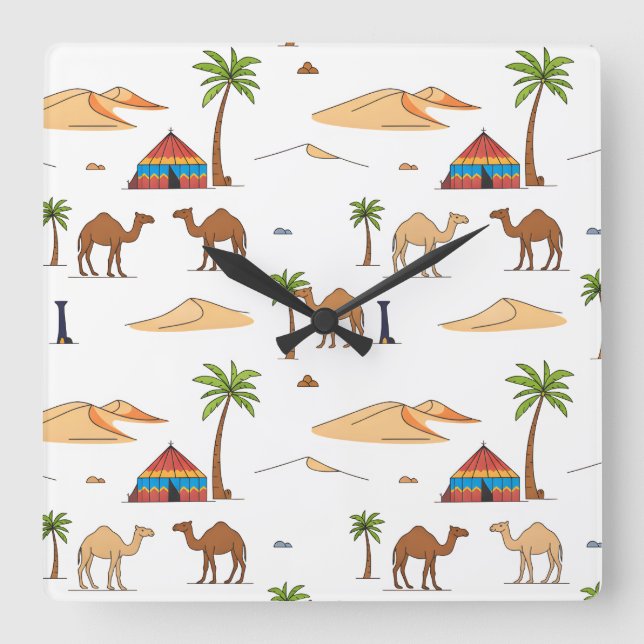 Camping du désert du Sahara marocain Fyrkantig Klocka (Framsida)