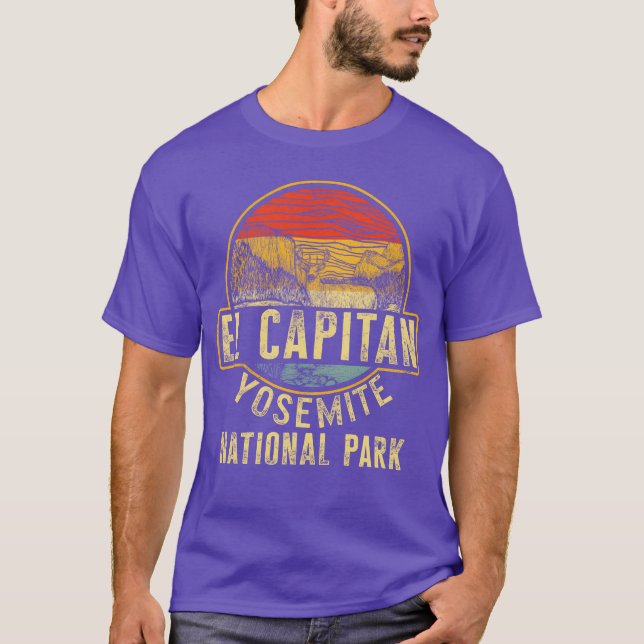 Camping El Capitan Yosemite National Park retro T Shirt (Framsida)