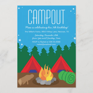Camping Eldjubileum Födelsedagsfest Inbjudan