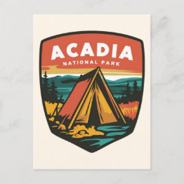 Camping Emblem för Acadia National Park Helg Vykort