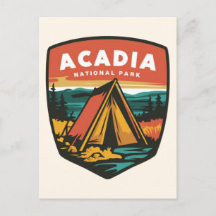 Camping Emblem för Acadia National Park Helg Vykort