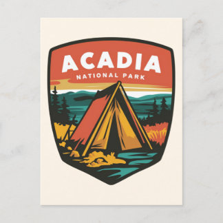 Camping Emblem för Acadia National Park Helg Vykort