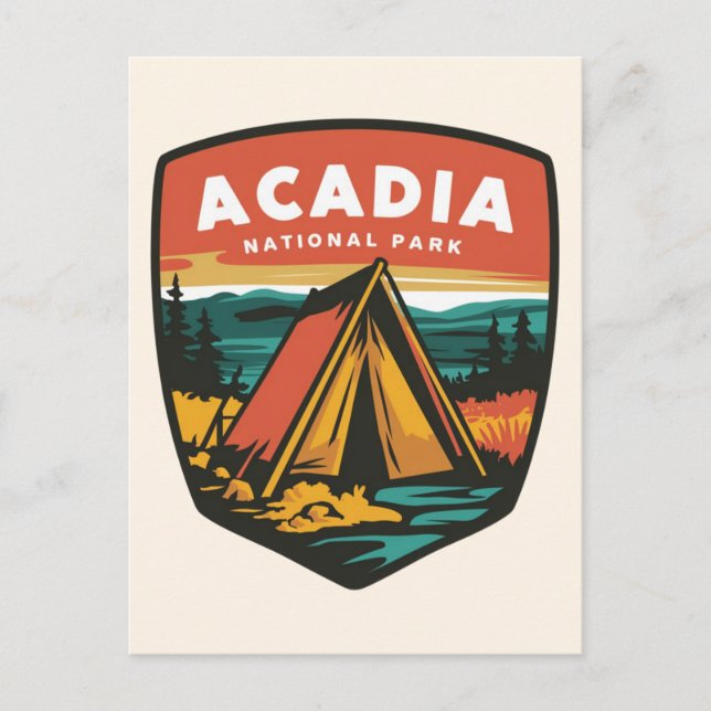 Camping Emblem för Acadia National Park Helg Vykort (Framsida)