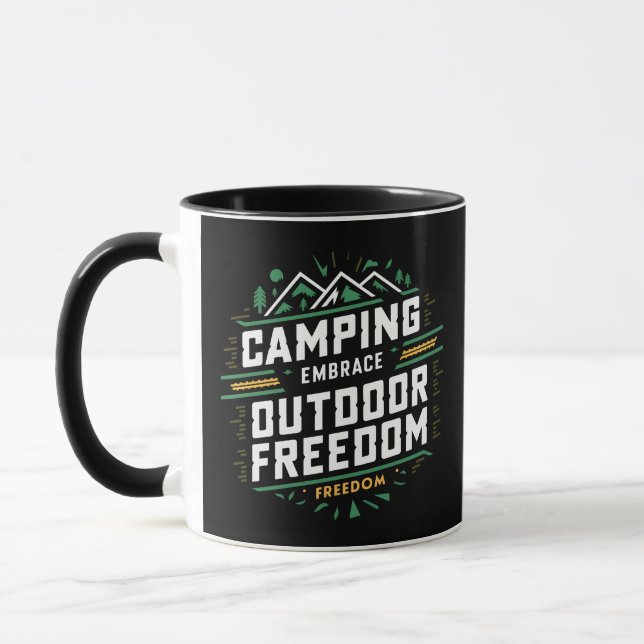 Camping Embrace utomhusfrihet, gåva mugg (Vänster)