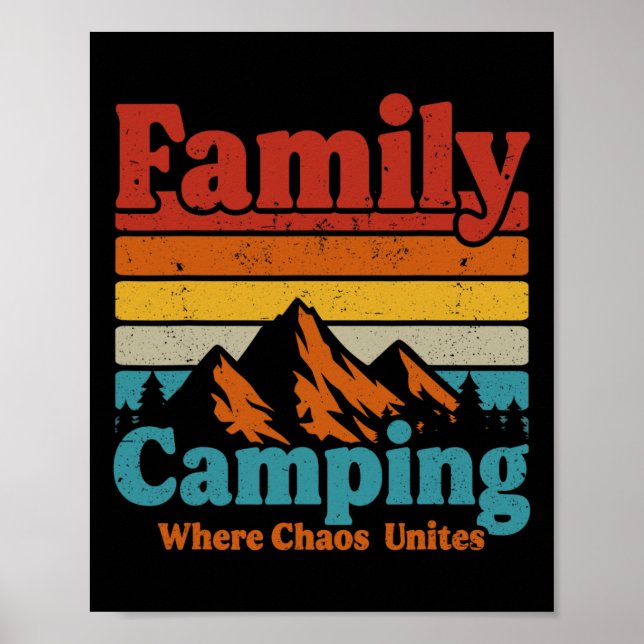 Camping Family Camping Chaos Unites Lycklig Camper Poster (Framsidan)