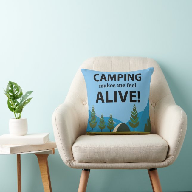 Camping får mig att känna mig levande  kudde (Stol)