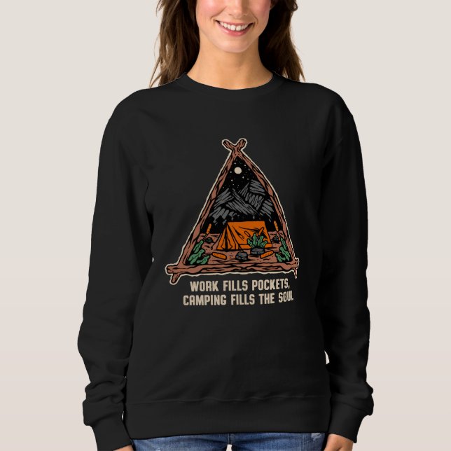 Camping Fills the Soul Motivational Quote Camper T Shirt (Framsida)