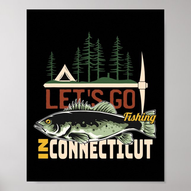 Camping Fishin in Connecticut - Natur Connecticu Poster (Framsidan)