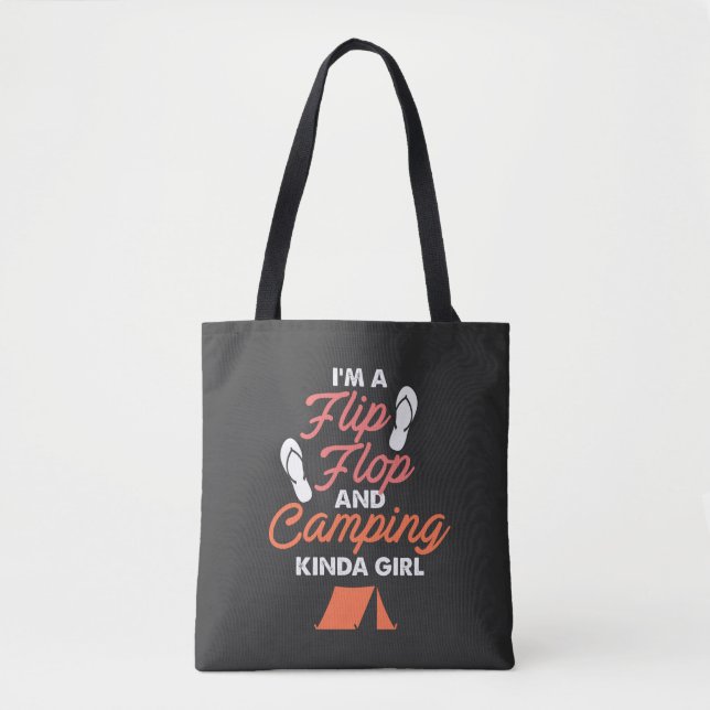 Camping -  Flip Flop Och Camping Tjej Tygkasse (Framsida)