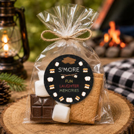 Camping Födelsedag S'mores Runda Favor Klistermärk Runt Klistermärke