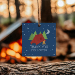 Camping Födelsedagsfest Gåvor Etiketter